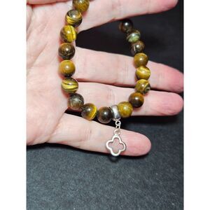 Sterling silver tiger's eye beaded bracelet